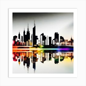 Rainbow City Skyline 4 Art Print