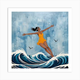 Girl In The Ocean 1 Art Print