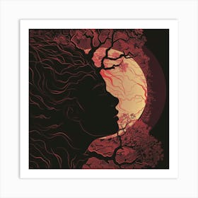 Moon And The Tree Art Print