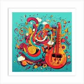 Doodle Music Background 1 Art Print