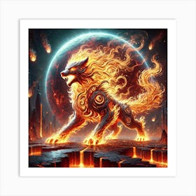 Fire Wolf Elemental Fury Art Print