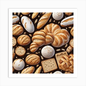 Seamless Pattern Of Bread 2 Art Print