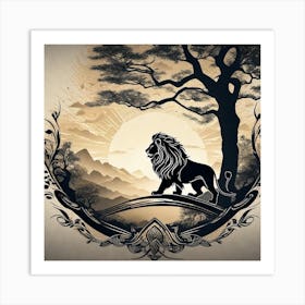 Lion In The Forest 40 Art Print