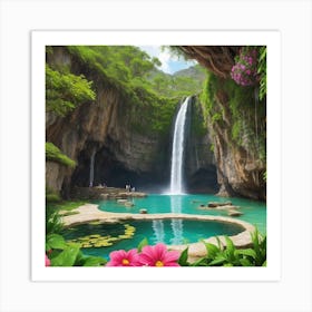 Waterfall In The Jungle Art Print