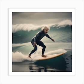 Surfer Albert Einstein Art Print