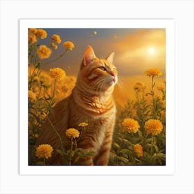 Cat In The Field Art Print