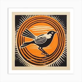 Retro Bird Lithograph Sparrow 6 Art Print