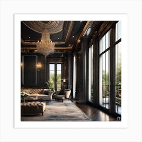 Black And Gold Living Room Art Print