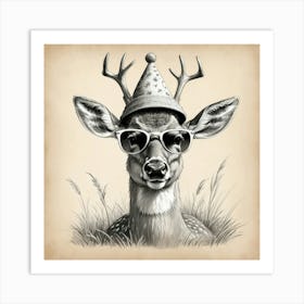 Deer In Sunglasses 5 Art Print