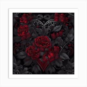 Dark Red Roses - Gothic inspired Art Print