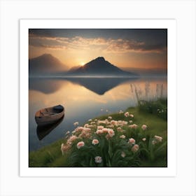 Sunrise On Lake Art Print