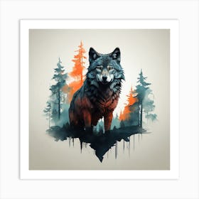 Wolf In The Forest 1 Art Print