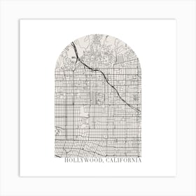 Hollywood California Boho Minimal Arch Street Map Art Print