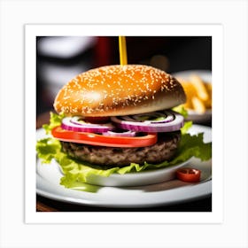 Hamburger On A Plate 8 Art Print