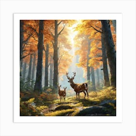 Deer In The Forest 166 Art Print