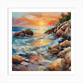 Sunset At The Beach 14 Art Print