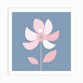 A White And Pink Flower In Minimalist Style Square Composition 617 Art Print