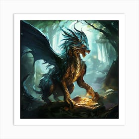 A Digital Collectible Card Featuring A Mythical Creature In A Fantasy Realm 787584844 (3) Art Print