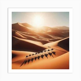 Camels In The Desert 2 Art Print