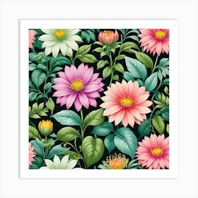 Seamless Floral Pattern 14 Art Print