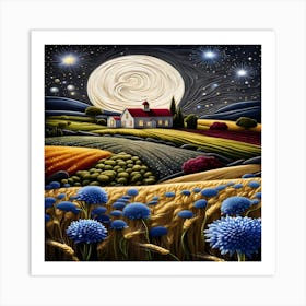 Moonlight In The Field Art Print