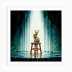 Rabbit On A Stool Affiche