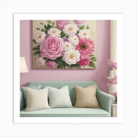 Pink And White Flowers Art Print