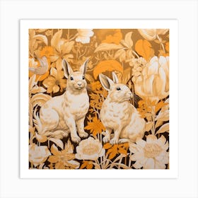 Fall Foliage Rabbit Square 2 Art Print