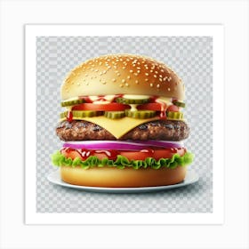 Hamburger On A Plate 1 Art Print