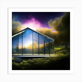 Glass House In The Forest 1 Art Print