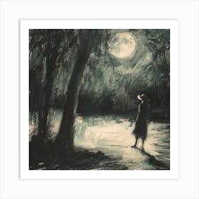 Full Moon In The Woods Art Print