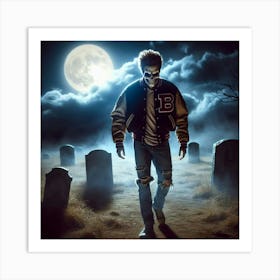 Man Walking In A Cemetery Art Print