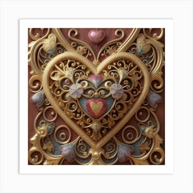 Ornate Vintage Hearts Lace Victorian 1 Art Print