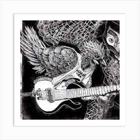 Eagle With Guitar Art Print