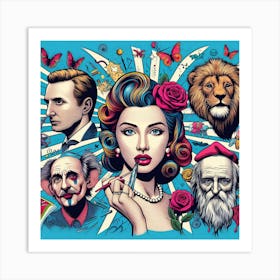 Woman With A Lion Art Print