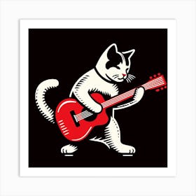 Cat Playing Guitar 2 Art Print