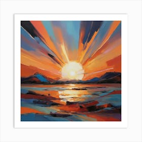 Sunset In Scotland Paintings Art Print Art Print