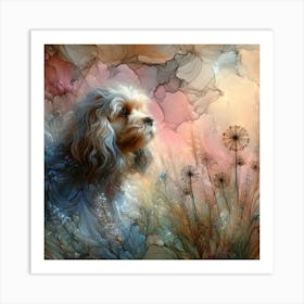 Dog In Dandelions Art Print