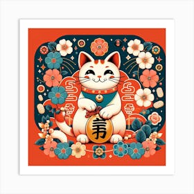 Lucky Neko Cat Kitty Art Print