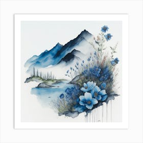 Blue Flowers 1 Art Print