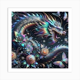 Dragon With Butterflies Art Print