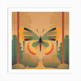 Butterfly In The Forest Art Print