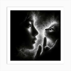 Cat And Woman 7 Art Print