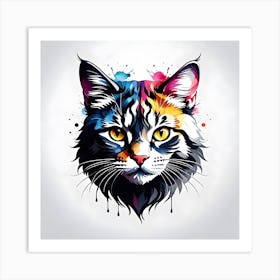 Colorful Cat Head 2 Art Print