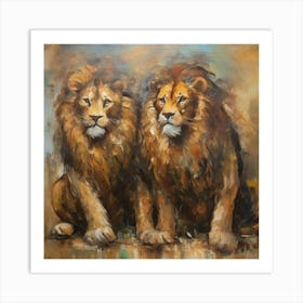 Pair of lions Art Print
