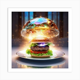 Burger On The Plate Art Print