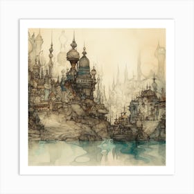 Water Kingdom Fantasy Watercolor Art Print