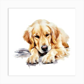 Golden Retriever Watercolor Painting 2 Art Print