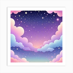 Sky With Twinkling Stars In Pastel Colors Square Composition 251 Art Print