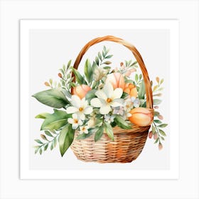 Basket Of Flowers 1 Art Print